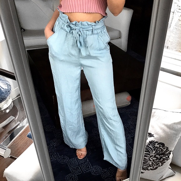 LAST ONE‼️S/L Light Blue High Waist Wide Leg Pants - Picture 4 of 8